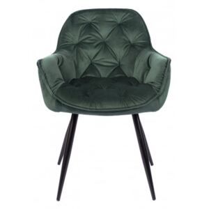 Krzesło Tapicerowane CHERRY Ciemny Zielony Welur Salon