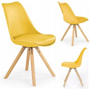 Krzesło Tapicerowane do Salonu Jadalni K201 Żółte