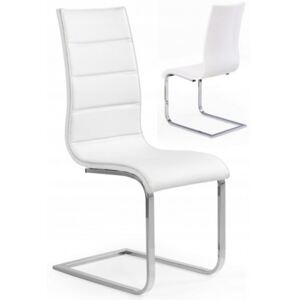 Krzesło Tapicerowane do Salonu K104 Białe Chrom