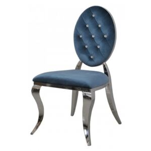 Krzesło Ludwik II glamour Blue - nowoczesne krzesła pikowane kryształkami