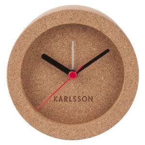 Brązowy korkowy zegar stołowy z budzikiem Karlsson Tom