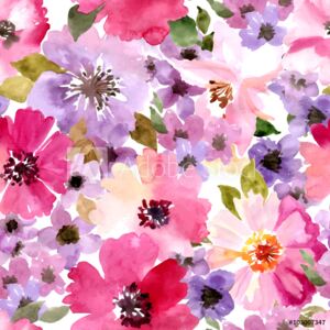 Fototapeta kwiaty polne malowane ręcznie farbami