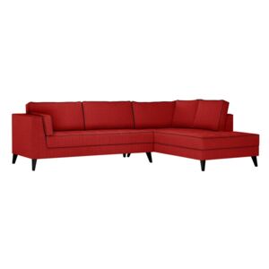 Czerwona prawostronna sofa z czarnymi detalami Stella Cadente Maison Atalaia