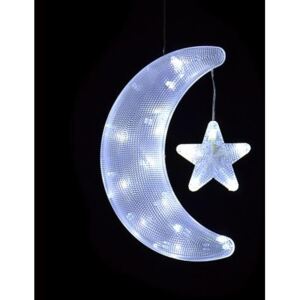 Księżyc LED - Dekoracja świąteczna - Świecący księżyc z gwiazdką