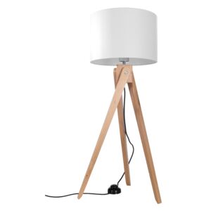 SOLLUX Designerska Lampa Stojąca PODŁOGOWA LEGNO 100 CM Biały Abażur Naturalne Drewno