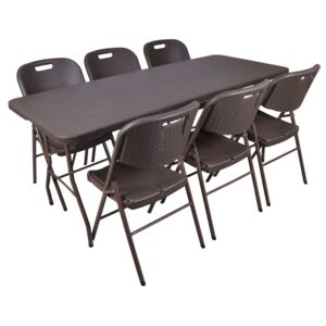 Zestaw cateringowy RATTAN stół 180 cm + 6 krzeseł