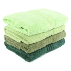 Zestaw 4 zielonych ręczników Rainbow, 70x140 cm