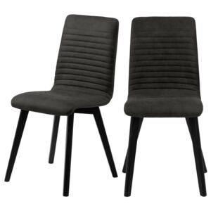 SELSEY Zestaw dwóch krzeseł tapicerowanych Artito antracytowe na czarnych nóżkach