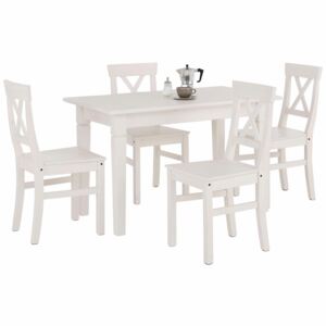 Zestaw stół i cztery krzesła z litej sosny, biały