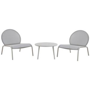 Zestaw mebli balkonowych szary aluminiowy stół 2 krzesła bistro nowoczesny design