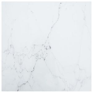Blat stołu, biały, 60x60 cm, 6 mm, szkło ze wzorem marmuru