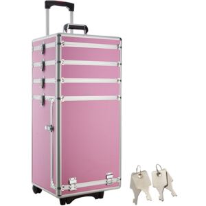 Tectake 400721 kufer kosmetyczny z 4 poziomami - pink