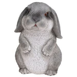 Dekoracja z żywicy królik siedzący Bunn szary, 15 cm