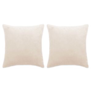 2-częściowy zestaw poduszek, welur, 60x60 cm, złamana biel