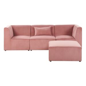 Sofa modułowa 3-osobowa z otomaną sztruksowa różowa LEMVIG