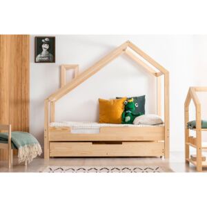 Drewniane łóżko dziecięce domek z szufladą Lumo 9X
