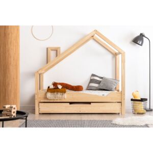 Drewniane łóżko dziecięce domek z szufladą Lumo 7X