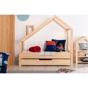 Drewniane łóżko dziecięce domek z szufladą Lumo 8X
