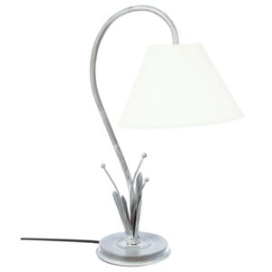 Lampa stołowa z abażurem, metalowa, 40 cm, kolor biały