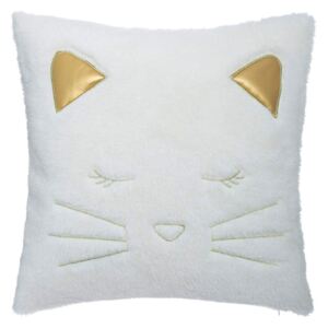 Poduszka dla dziecka FUR CAT, 40 x 40 cm, kolor biały