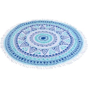 Ręcznik Hammam okrągły, szybkoschnący dywanik, mata, 150 cm, niebieski