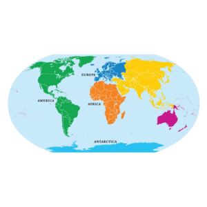Naklejki na ścianę: Mapa Świata Globus Kolor - 109F1B3