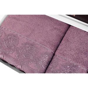 Podarunkowy zestaw ręczników DIAMOND, 2 szt Fioletowy / Lila Zestaw (50x100cm, 75x150cm)