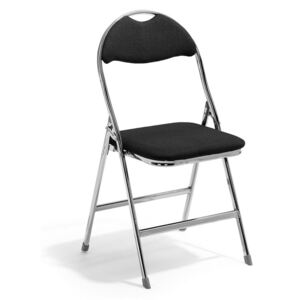 Krzesło składane Renfrew tkanina, kolor: czarny, chrom