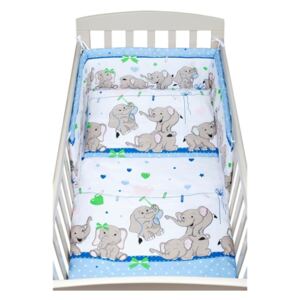 2-częściowy zestaw do łóżeczka New Baby 100/135 cm niebieski ze słonikami