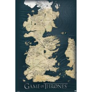 Plakat, Obraz Gra o tron - mapa Westeros, (61 x 91,5 cm)