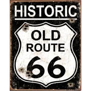 Metalowa tabliczka Old Route 66 - Weathered, (31,5 x 40 cm)