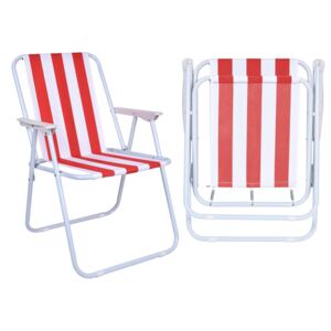 Krzesło turystyczne składane MARINA biało czerwone paski