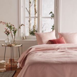 Narzuta na łóżko DOLCE 240 x 260 cm, 2 poduszki, kolor pastelowy róż