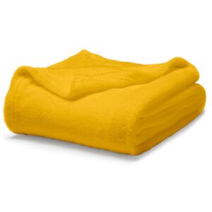 Koc pluszowy na łóżko, 220x240 cm, kolor żółty, TODAY