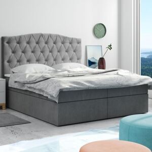 Tapicerowane łóżko kontynentalne SUSEAN z zagłówkiem w stylu glamour