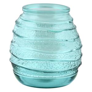 Niebieski wazon ze szkła z recyklingu Ego Dekor Organic, wys. 19 cm