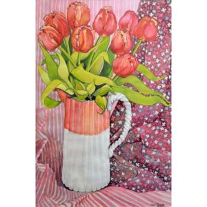 Reprodukcja Tulips in a Pink and White Jug 2005, Joan Thewsey