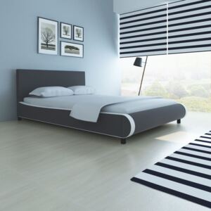 Łóżko ze sztucznej skóry, 140 x 200 cm, szare