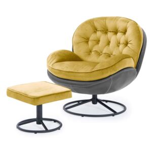 Fotel wypoczynkowy Fiore na szarej podstawie żółty