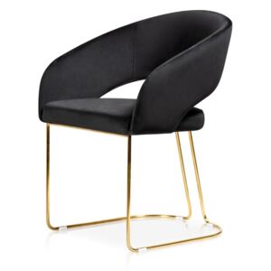 Czarne nowoczesne krzesło Arlette na złotych nogach