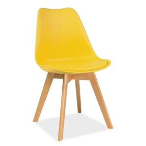 Krzesło KRIS żółte/buk z tworzywa sztucznego w stylu skandynawskim SIGNAL