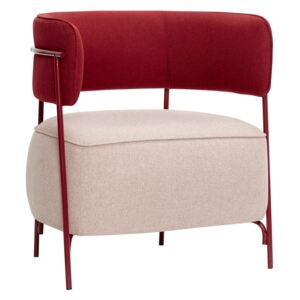 Czerwono różowy minimalistyczny fotel Hubsch