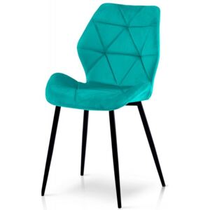 Krzesło tapicerowane turkusowe KARO welur