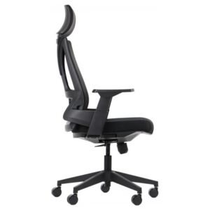 Fotel biurowy obrotowy OLTON H CZARNY - zagłówek, oparcie siatkowe - krzesło obrotowe, biurowe