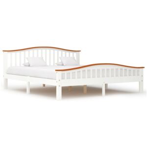 Rama łóżka, biel i kolor dębu, lite drewno sosnowe, 180x200 cm