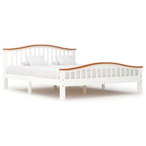 Rama łóżka, biel i kolor dębu, lite drewno sosnowe, 160x200 cm