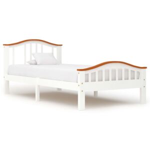 Rama łóżka, biel i kolor dębu, lite drewno sosnowe, 100x200 cm