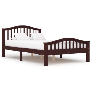 Rama łóżka, ciemnobrązowa, lite drewno sosnowe, 120 x 200 cm