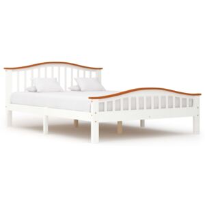 Rama łóżka, biel i kolor dębu, lite drewno sosnowe, 140x200 cm