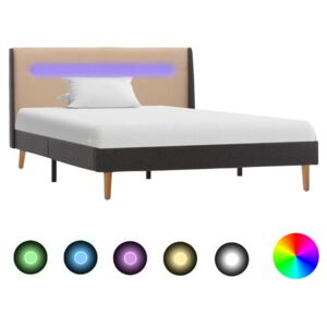 Rama łóżka z LED, kremowa, tkanina, 120 x 200 cm
